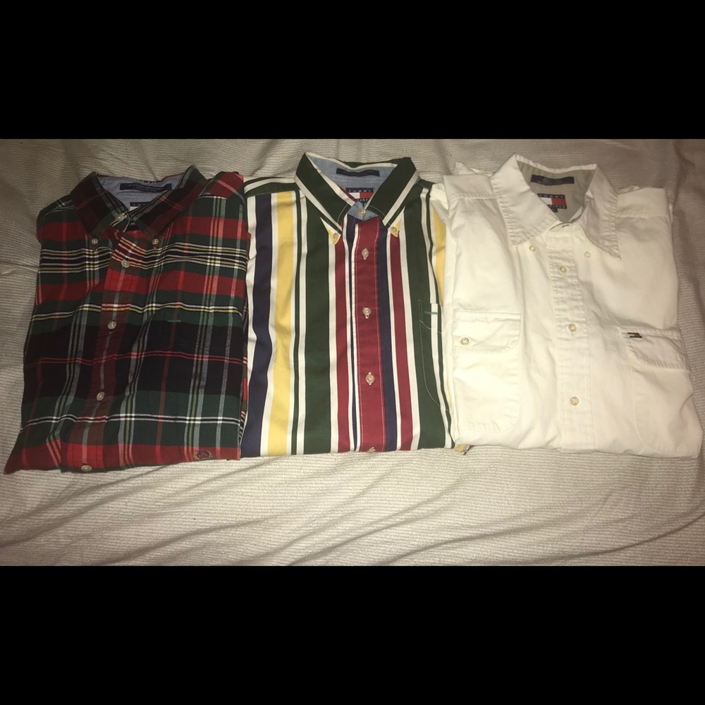 Three vintage Tommy Hilfiger button ups